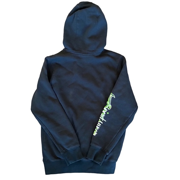 Nike Air Brush Fleece Pullover Hoodie Black/Green Size S Rare - Picture 5 of 5